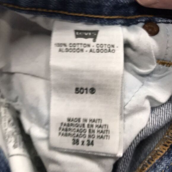 Y2K LEVIS 501 Jean Men 36X32 (38/34 tag) Button Fly Medium Wash Straight Leg - Picture 13 of 16